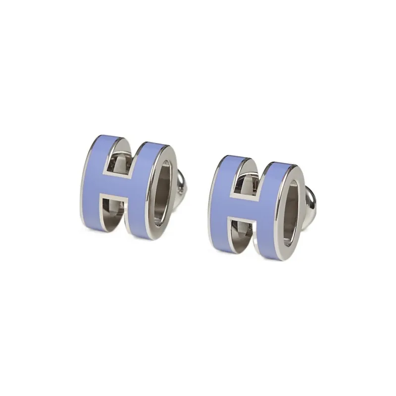 HERMES POP H Collection Metal Earrings Unisex Purple-0