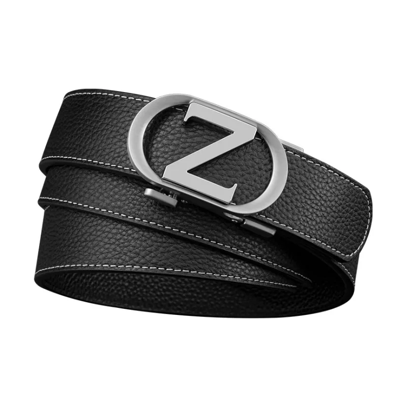 LUCKY LION Middle Aged Automatic Buckle Business Advanced Elegant Leather Belts Men's-17