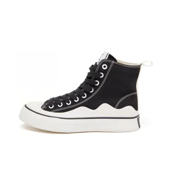 Cabbeen Preppy Style High-Top Skateboard Shoes Women's Black & White