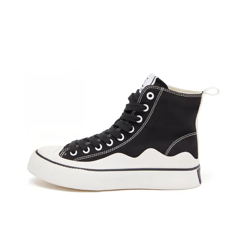 Cabbeen Preppy Style High-Top Skateboard Shoes Women's Black & White-0