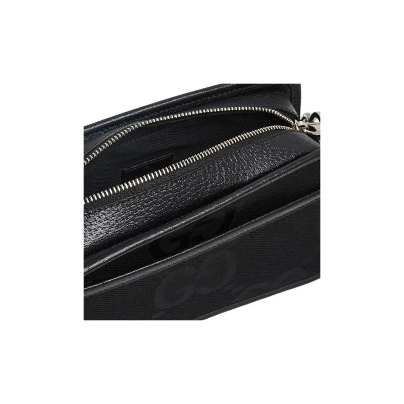 GUCCI GG Canvas With Leather Trim Canvas Bag Camera Bag Shoulder Bag Crossbody Bag Mini Men's Black-5