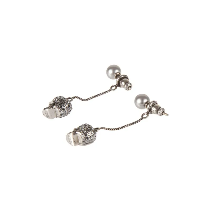 Alexander McQueen Pave Skull Chain Earrings-2