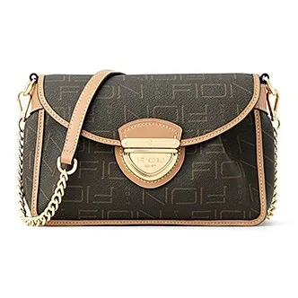 FION Canvas Crossbody Bag Medium Size Women's Multicolor-0
