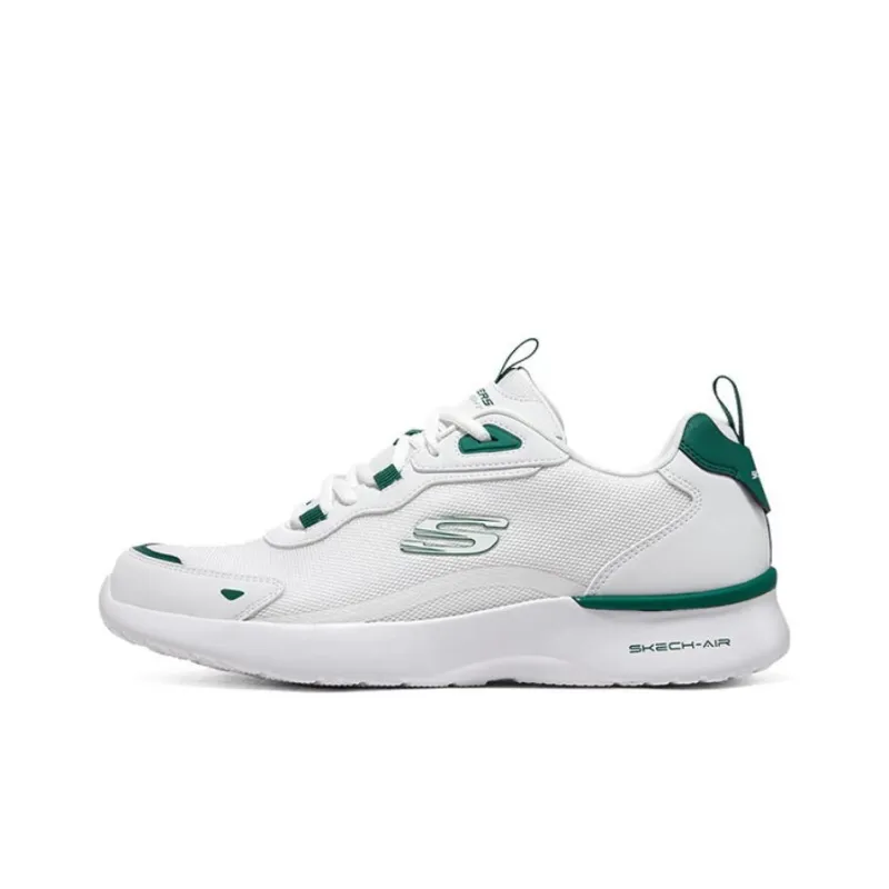 Skechers Durable Breathable Low Top Casual Running Shoes Men's White Green-0