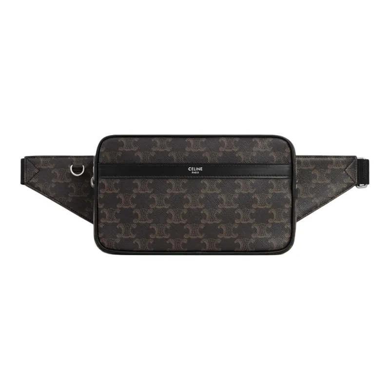 CELINE Triomphe Canvas With Calfskin Fanny Pack Men's Black-0