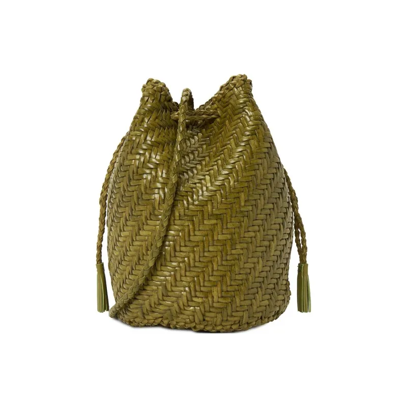Dragon Diffusion Cow Leather Bucket Bag, Crossbody Bag, Handbag, Shoulder Bag Women's Khaki-3