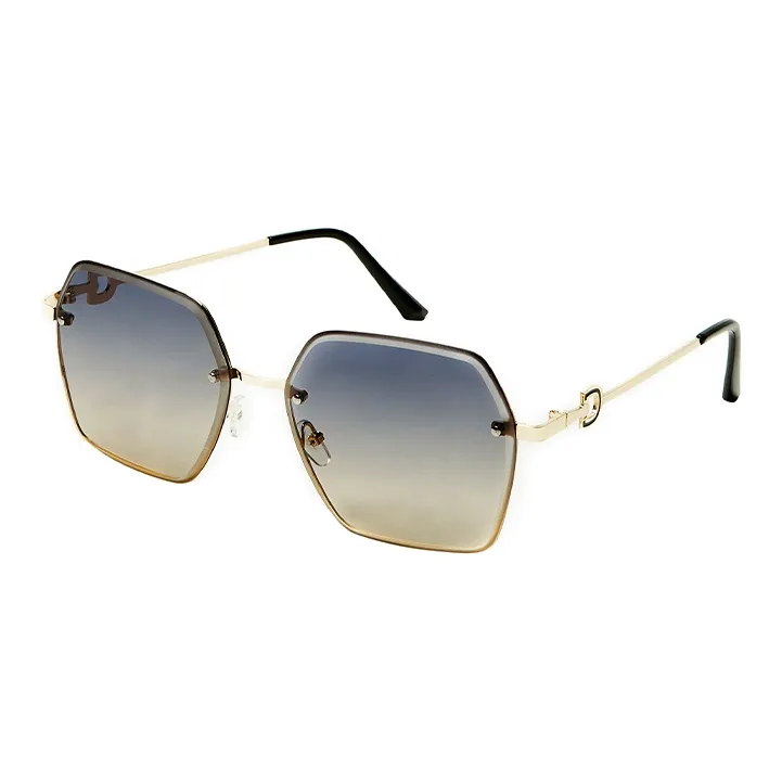 Narandu PC Metal Square Sunglasses Women's Gold Frame With Gradient Gray Lens/Gold Frame With Tea Brown Lens-3