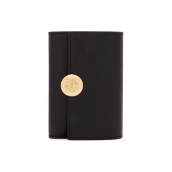 LOEWE Shiny Nappa Calfskin Wallet Small Size Unisex Black