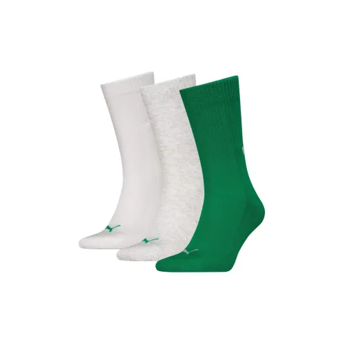 PUMA Knee-High Socks Unisex 3 Pack White+Gray+Green