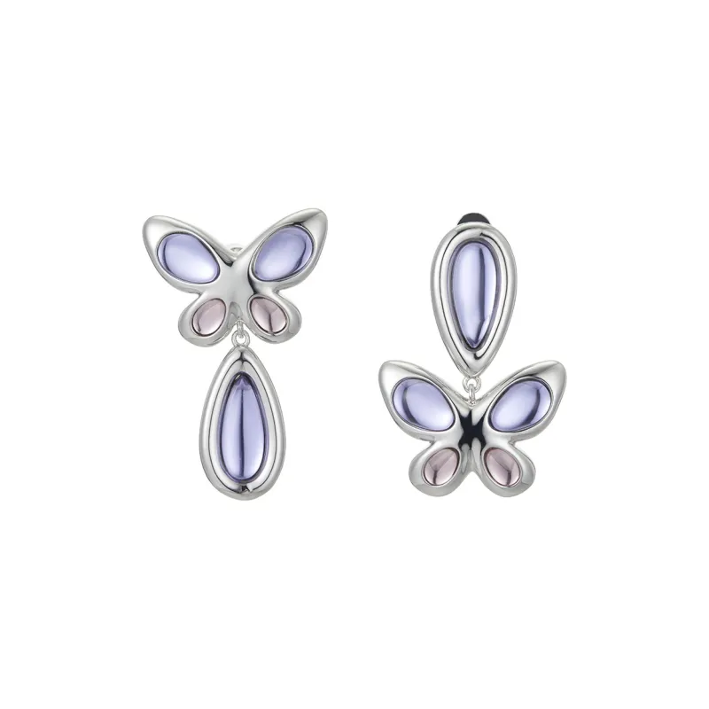STUGAZI Floating Butterfly Series White Gold Plated Copper Earrings Women's-0
