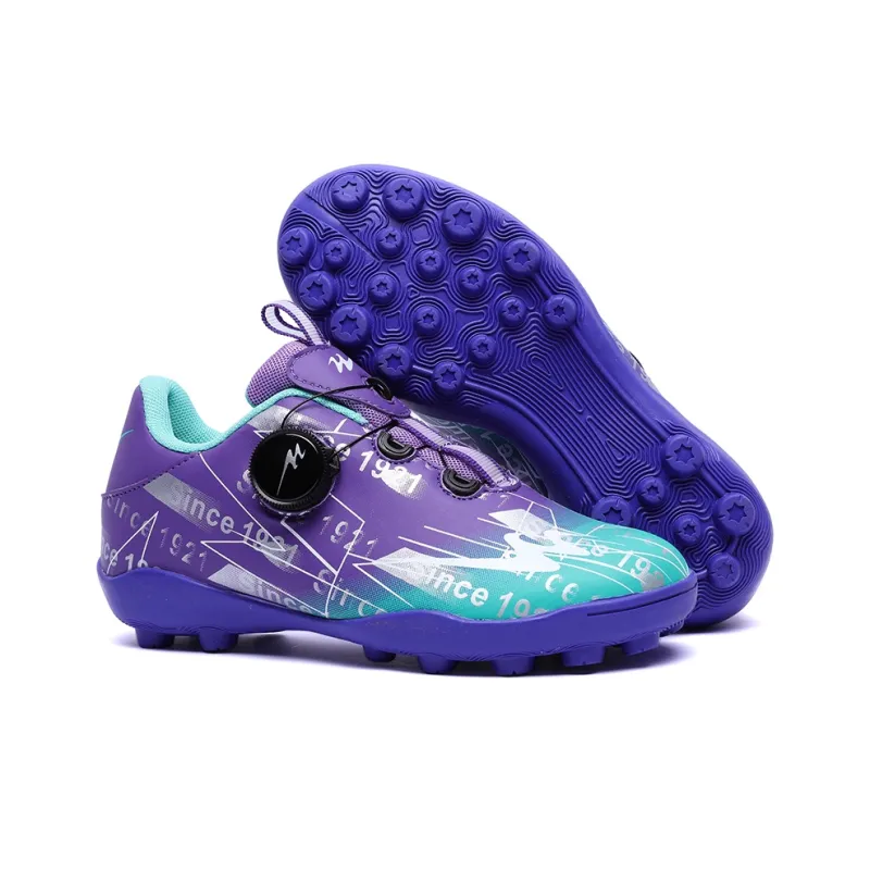 Binary Soccer Shoes Women's Low Top Purple Blue-4