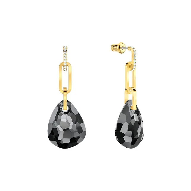 Swarovski T Bar Earrings Women's Black-2
