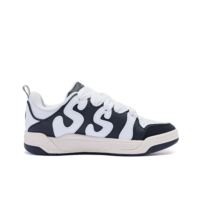 QIAODAN Wear Resistant Lightweight And Balanced Low Top Skateboard Shoes Women's White Black-1