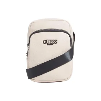 GUESS Litchi Grain Artificial Leather Shoulder Bag Crossbody Bag Men's Cream
