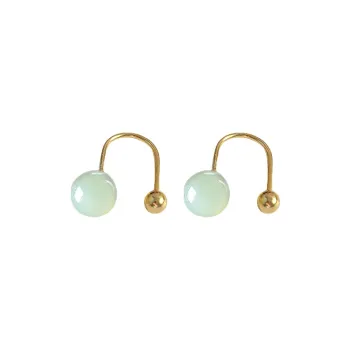 Gramda 925 Sterling Silver Hetian Jade Earrings Women's
