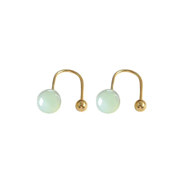 Gramda 925 Sterling Silver Hetian Jade Earrings Women's-0