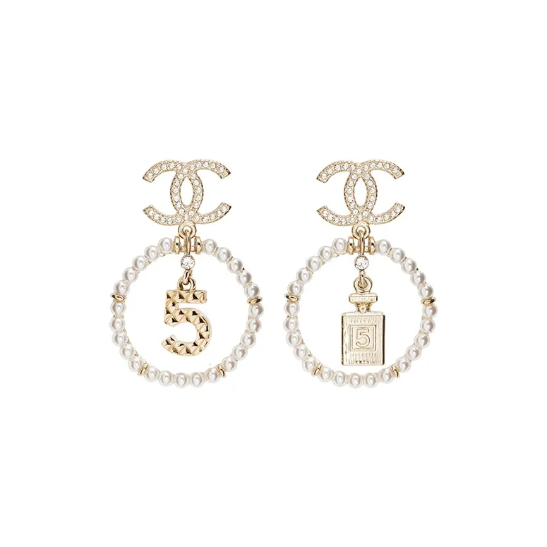 CHANEL Gold/White Earrings Women's-0