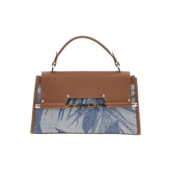 GUESS Polyester Blended Genuine Leather Shoulder Bag Crossbody Bag Handbag Women's Blue Multicolor