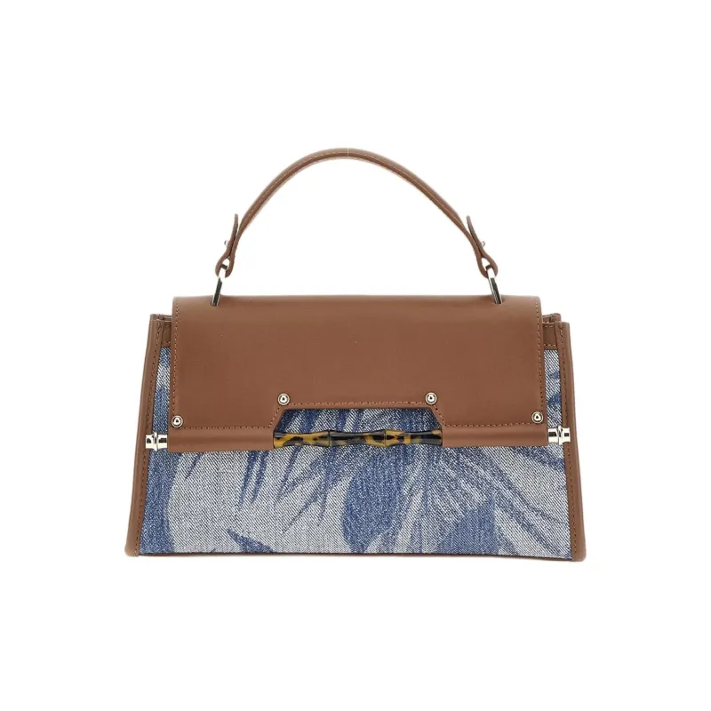 GUESS Polyester Blended Genuine Leather Shoulder Bag Crossbody Bag Handbag Women's Blue Multicolor-0