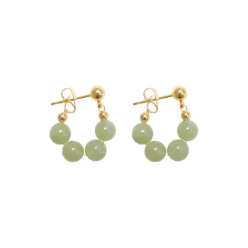 Xiaoyinjiang Hetian Jade Earrings Green Jade Women's