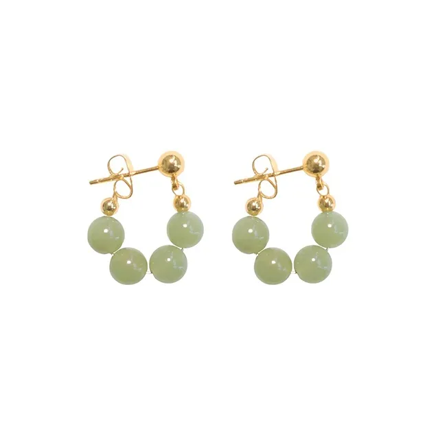 Xiaoyinjiang Hetian Jade Earrings Green Jade Women's-0