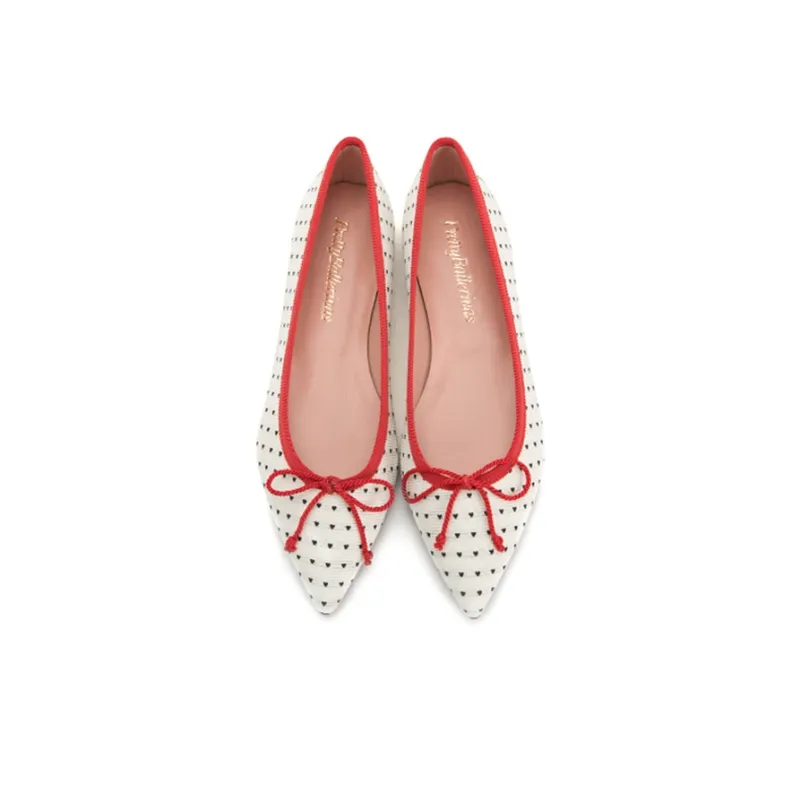 PrettyBallerinas Pointed Toe Casual Flat Unlined Shoes Women's White-3