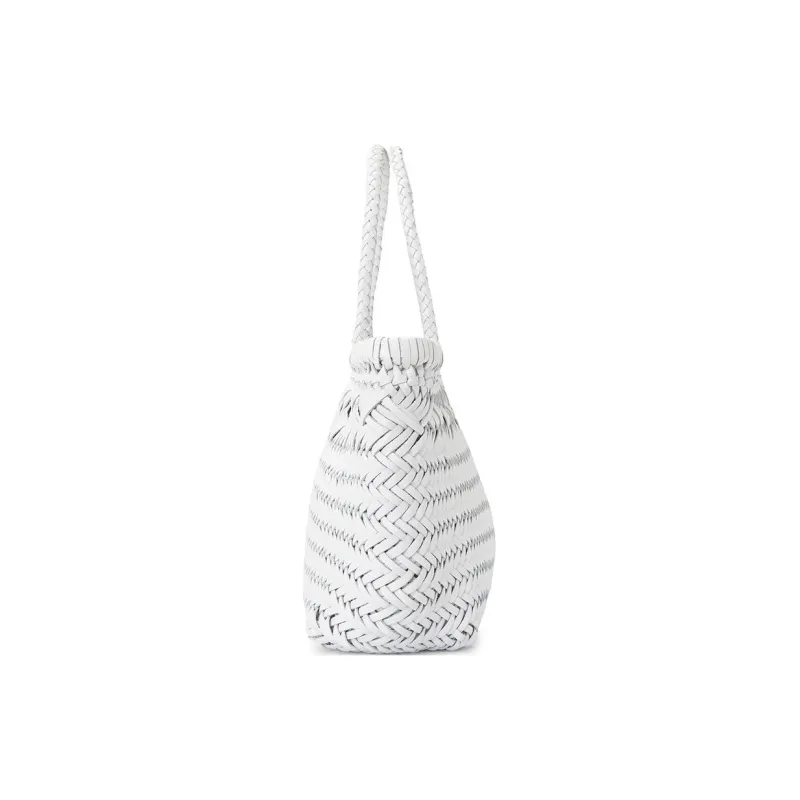 Dragon Diffusion Smooth Buffalo Leather Basket Handbag Tubas Women's White-2