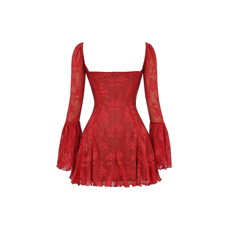 HOUSE OF CB Long Sleeved Dress Women's Red-1