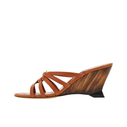 FERRAGAMO GANCINI Slide Slippers 7cm Women's Brown