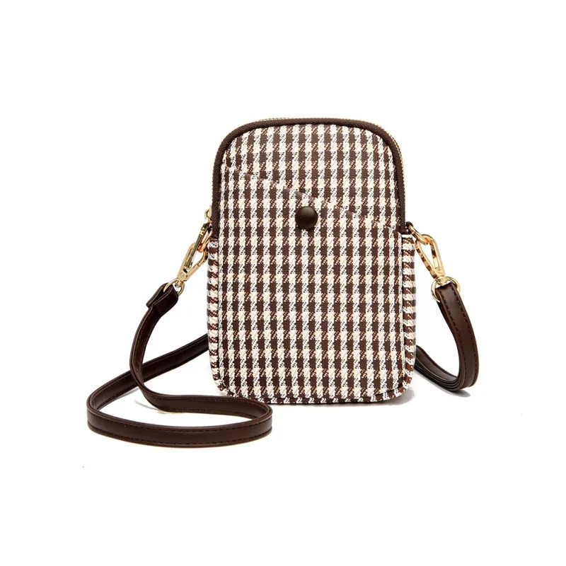 JIEXINI High quality Fabric Shoulder Bag Crossbody Bag Regular Women's Letter/Khaki/Coffee/Houndstooth-5