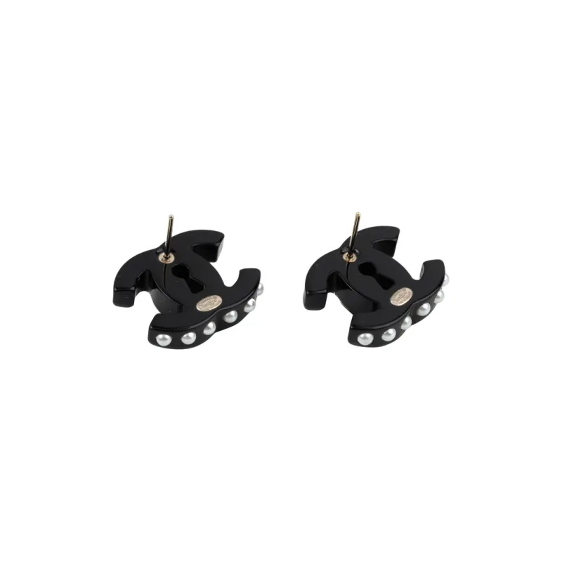 CHANEL Earrings Women's Black-2