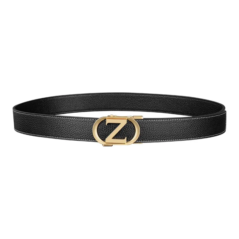 LUCKY LION Middle Aged Automatic Buckle Business Advanced Elegant Leather Belts Men's-6
