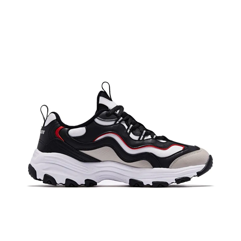 QIAODAN Cushioned Slip Resistant Warm Low Top Chunky Sneakers Men's Black Jordan White-1