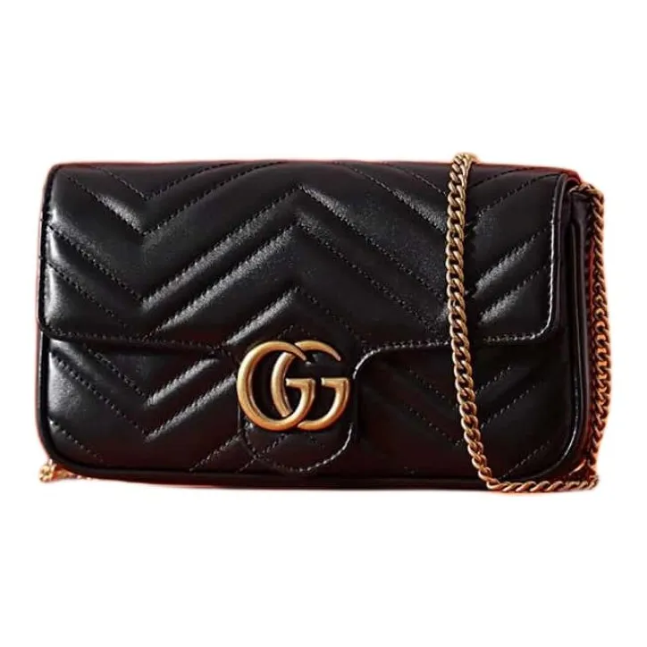 GUCCI GG Marmont Leather 2 in 1 Combo Bag Shoulder Bag Crossbody Bag Mini Women's Black/White-1