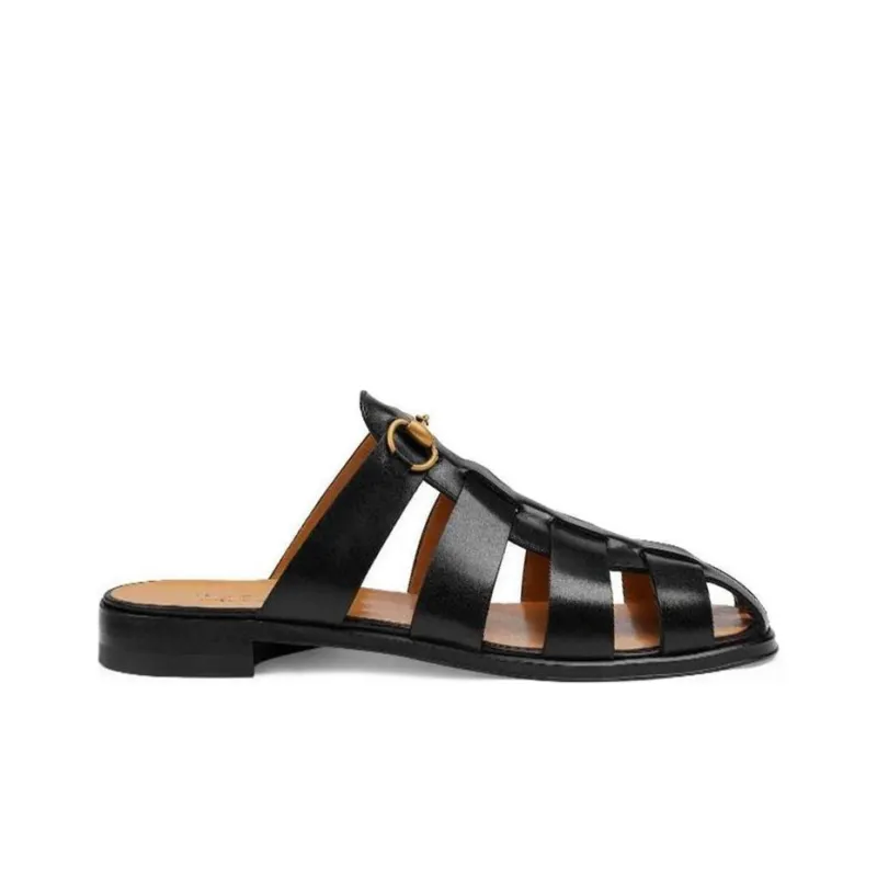 GUCCI Horsebit Slip Resistant Closed Toe Slippers Men's Black-1
