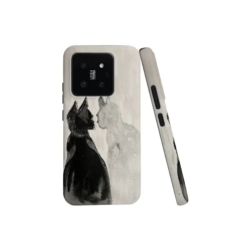 Keshami PC Material Fully Enclosed Impact Resistant Matte Watercolor Cat Phone Cases Suitable For Xiaomi 14/14pro