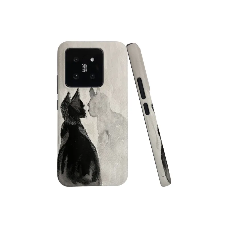 Keshami PC Material Fully Enclosed Impact Resistant Matte Watercolor Cat Phone Cases Suitable For Xiaomi 14/14pro-0