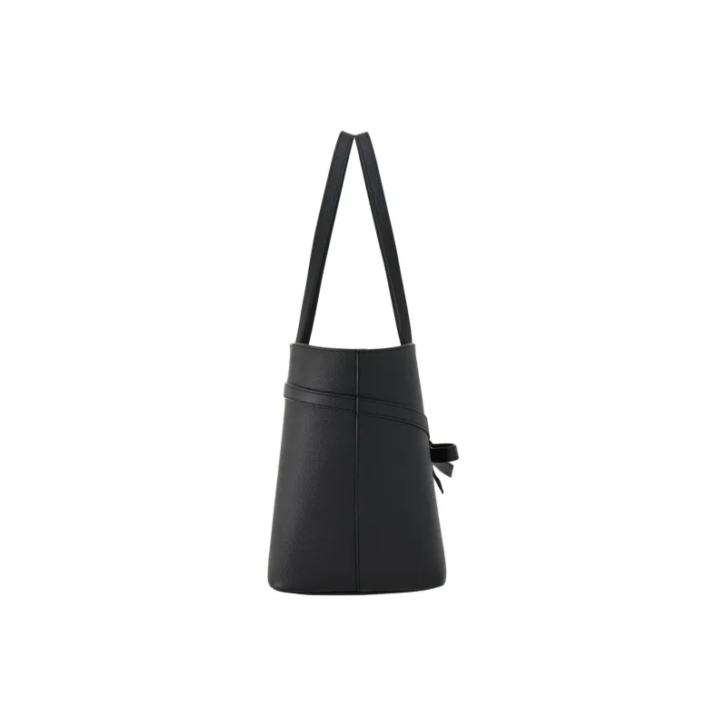 FERRAGAMO Vara Cow Leather Tote Bag, Shopping Bag, Handbag Medium Size Women's Black-1