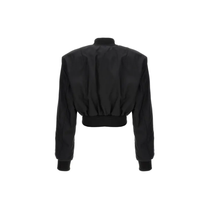 WARDROBE.NYC Zip up Cropped Bomber Jacket-1
