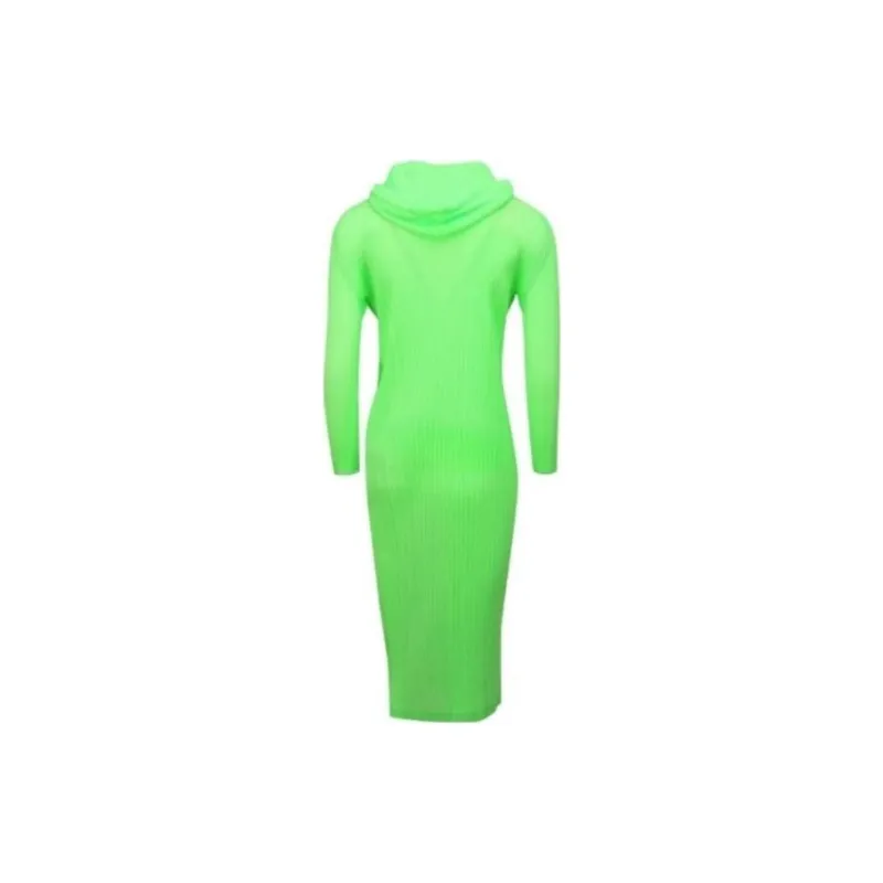 ISSEY MIYAKE Long Sleeved Dress Women's Neon Green-1