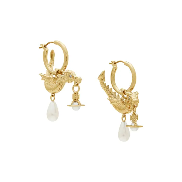 Vivienne Westwood Brass Pearl Earrings Women's Gold-2