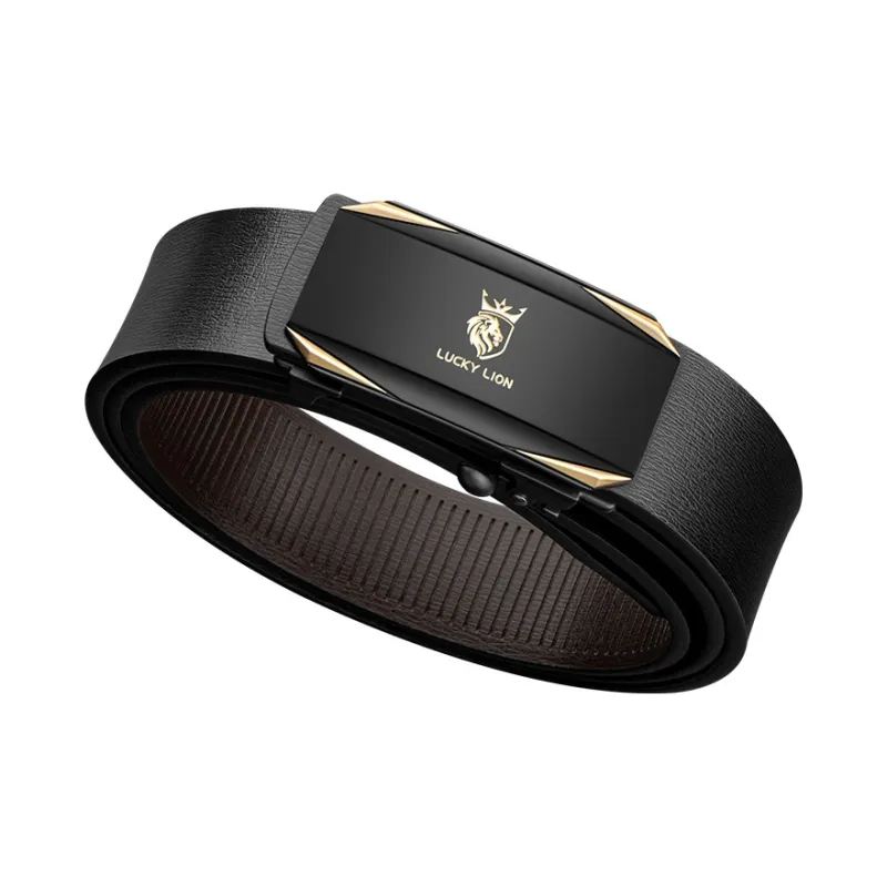 LUCKY LION Automatic Buckle Business Advanced Elegant Leather Belts Men's-6