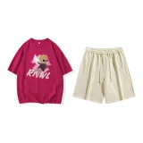 Dragon Fruit Red T-Shirts+Apricot Shorts