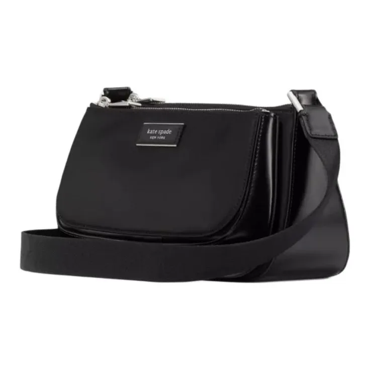 Kate Spade Sam Recycled Nylon Shoulder Bag, Crossbody Bag Medium Size Women's Black-1