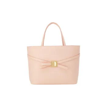 FERRAGAMO Vara Leather Tote Bag Shopping Bag Handbag Small Size Women's Light Pink Red