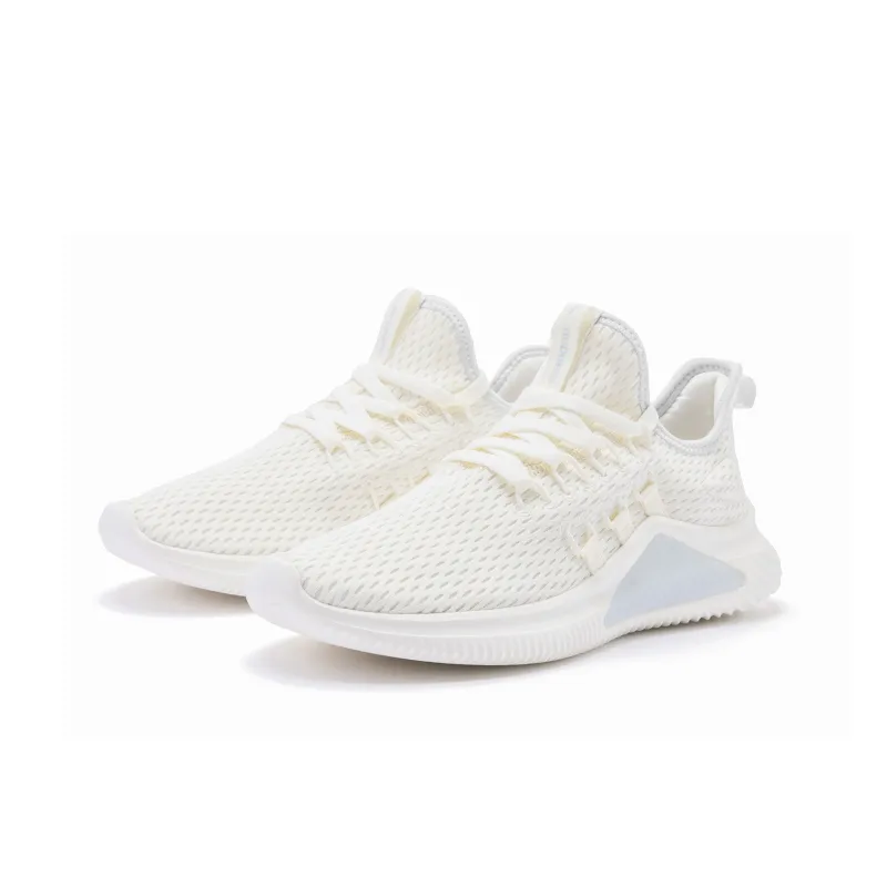 QIAODAN Cushioning, Slip Resistant, Breathable, Lightweight Low Top Running Shoes Women's White Blue-3