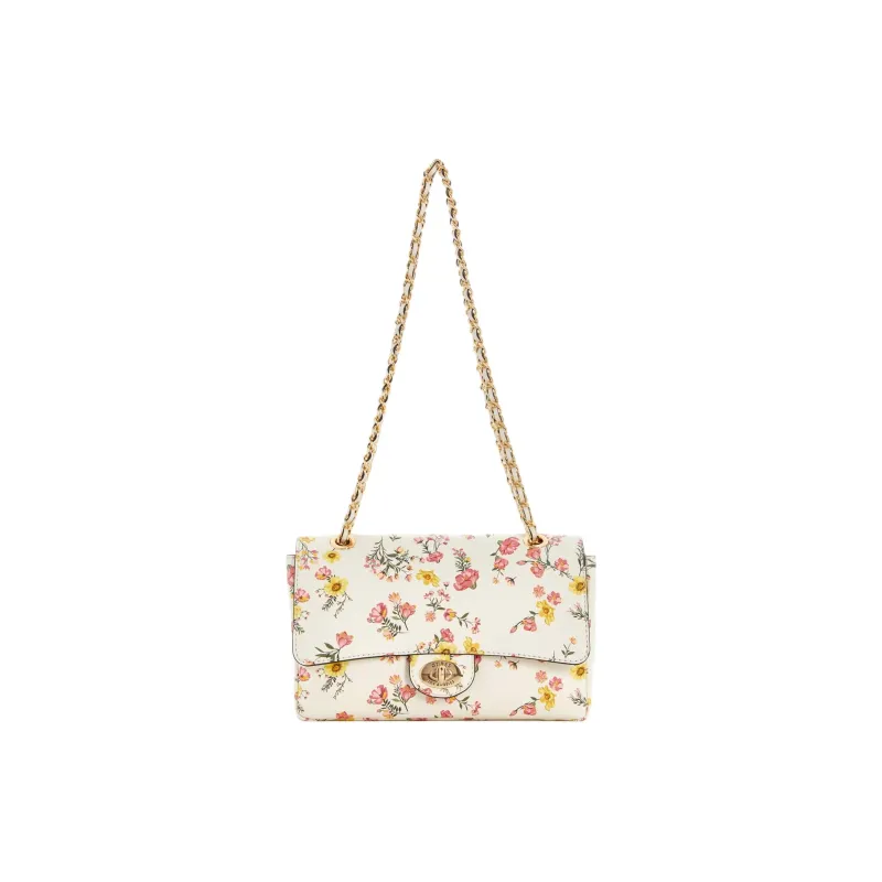 GUESS Artificial Leather Portable Crossbody Bag Shoulder Bag Regular Women's Beige White & Multicolor-0