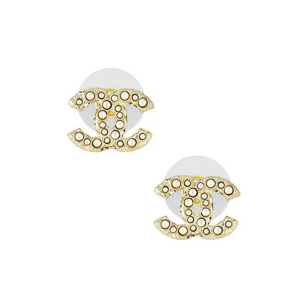 CHANEL 2010 Plated Cc Crystal Drop Costume Earrings-0