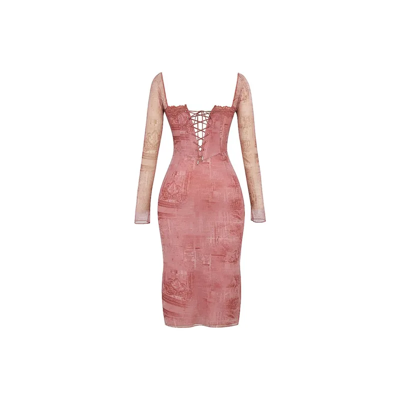 HOUSE OF CB Long Sleeved Dress Women's Pink-1