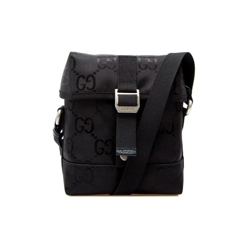 GUCCI Off The Grid Leather Recycled Nylon Messenger Bag Shoulder Bag Crossbody Bag Men's Black-1